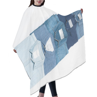 Personality  Top View Of Various Denim Shirts On White Background Hair Cutting Cape