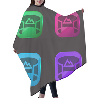 Personality  360 View Four Color Glass Button Icon Hair Cutting Cape