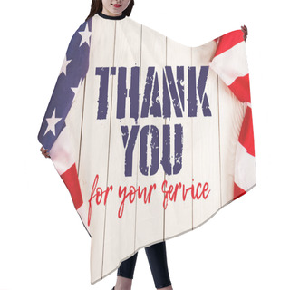 Personality  Top View Of American Flags And Thank You For Your Service Lettering On White Wooden Surface Hair Cutting Cape