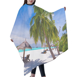 Personality  Deck Chairs Under Palm Trees On A Tropical Beach Hair Cutting Cape