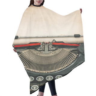 Personality  Antique Typewriter With Aged Paper Hair Cutting Cape