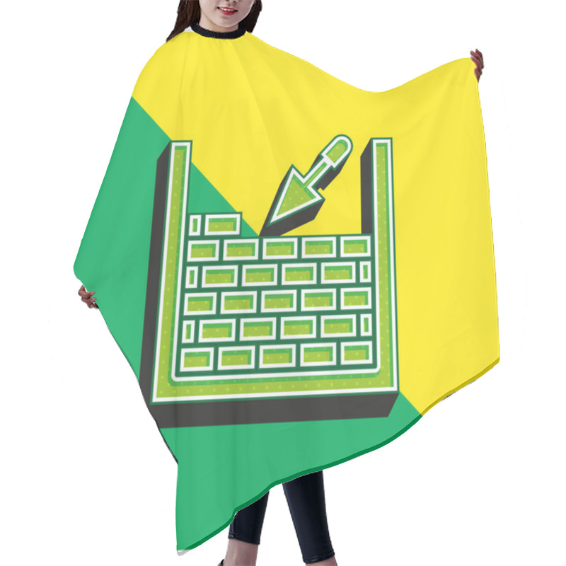 Personality  Brickwork Green and yellow modern 3d vector icon logo hair cutting cape
