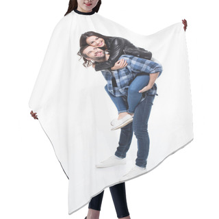 Personality  Beautiful Young Couple  Hair Cutting Cape