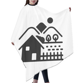 Personality  Black Solid Icon For Rural  Hair Cutting Cape