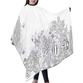 Personality  Seamless Horizontal Border With Underwater Scenery And Tropical Fishes. Hair Cutting Cape
