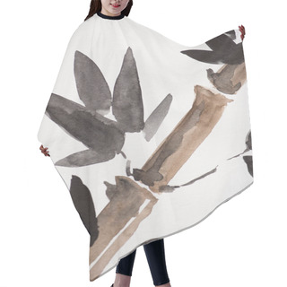 Personality  Japanese Painting With Bamboo And Leaves On White Hair Cutting Cape