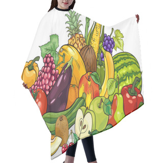 Personality  Fruits And Vegetables Group Cartoon Illustration Hair Cutting Cape