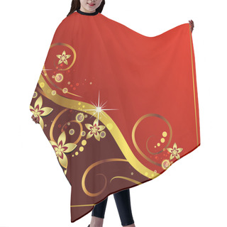 Personality  Vintage Flowers On A Red Background Hair Cutting Cape