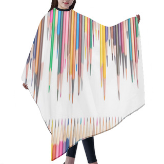 Personality  Panoramic Shot Of Rows Of Sharpened Color Pencils Hair Cutting Cape