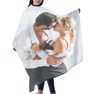 Personality  Sexy Business Couple Taking Off Clothes While Kissing In Office Hair Cutting Cape
