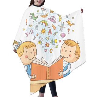 Personality  Children Reading A Book Together Hair Cutting Cape