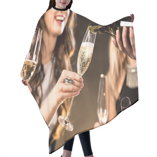 Personality  Happy Friends Drinking Champagne Hair Cutting Cape