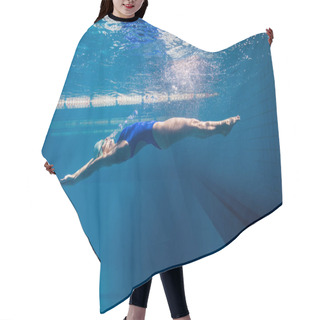 Personality  Underwater Picture Of Young Female Swimmer Exercising In Swimming Pool Hair Cutting Cape