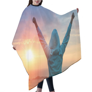 Personality  Sport Success On Sunset Background Hair Cutting Cape