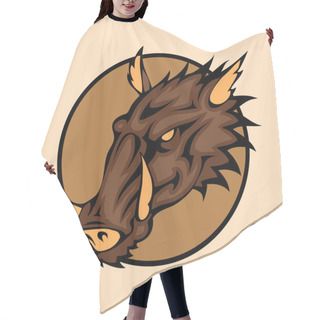 Personality  Vector Illustration Of A Wild Boar Head Snapping Set Inside Circle. Hair Cutting Cape