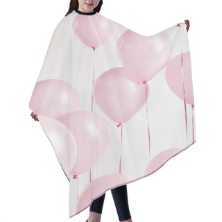 Personality  Background With Decorative Pink Air Balloons Isolated On White Hair Cutting Cape