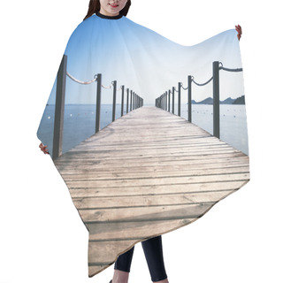 Personality  Wooden Pier On Sea. Hair Cutting Cape