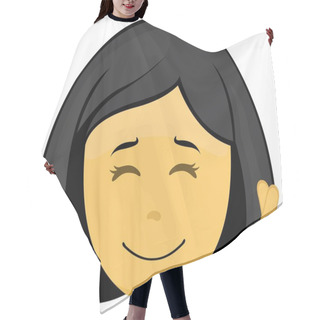 Personality  Vector Emoji Illustration Of A Yellow Cartoon Woman Crossing Her Fingers Hair Cutting Cape