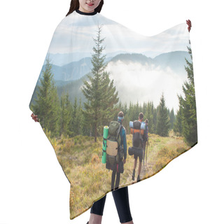 Personality  Travelers Going Down The Hill Covered With Spruce Trees Hair Cutting Cape