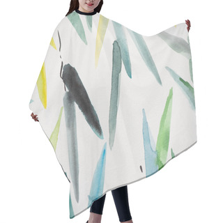 Personality  Japanese Painting With Multicolored Leaves On White Background Hair Cutting Cape