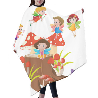 Personality  Many Fairies Flying On Mushroom Hair Cutting Cape