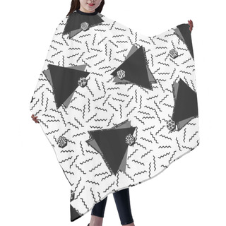 Personality  80s Triangle Seamless Pattern In Black And White Hair Cutting Cape