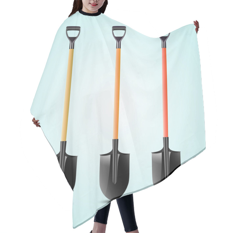 Personality  Vector Illustration Of Shovels. Hair Cutting Cape