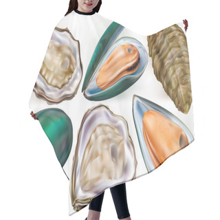 Personality  Set Of Mussels And Oysters Hair Cutting Cape