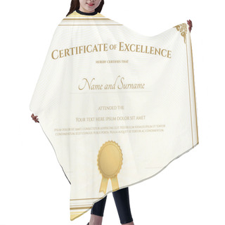 Personality  Certificate Of Appreciation Template With Vintage Gold Border Hair Cutting Cape