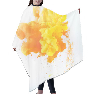 Personality  Texture With Yellow And Orange Paint Splashes, Isolated On White Hair Cutting Cape