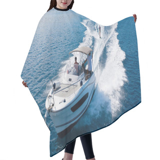 Personality  Speedboat With Wakeboard Rider On Open Sea Hair Cutting Cape