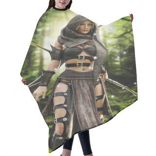 Personality  Mysterious Wood Elf Warrior In A Mystical Forest Setting. Hair Cutting Cape