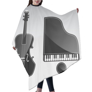 Personality  Set Of Vector Musical Instruments - Grand Piano And Contrabass. Hair Cutting Cape