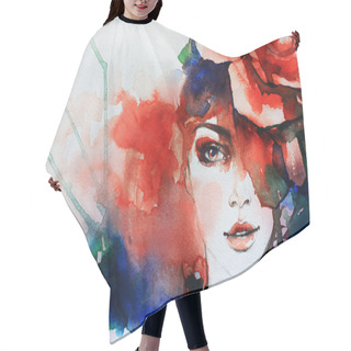 Personality  Creative Hand Painted Fashion Illustration Hair Cutting Cape