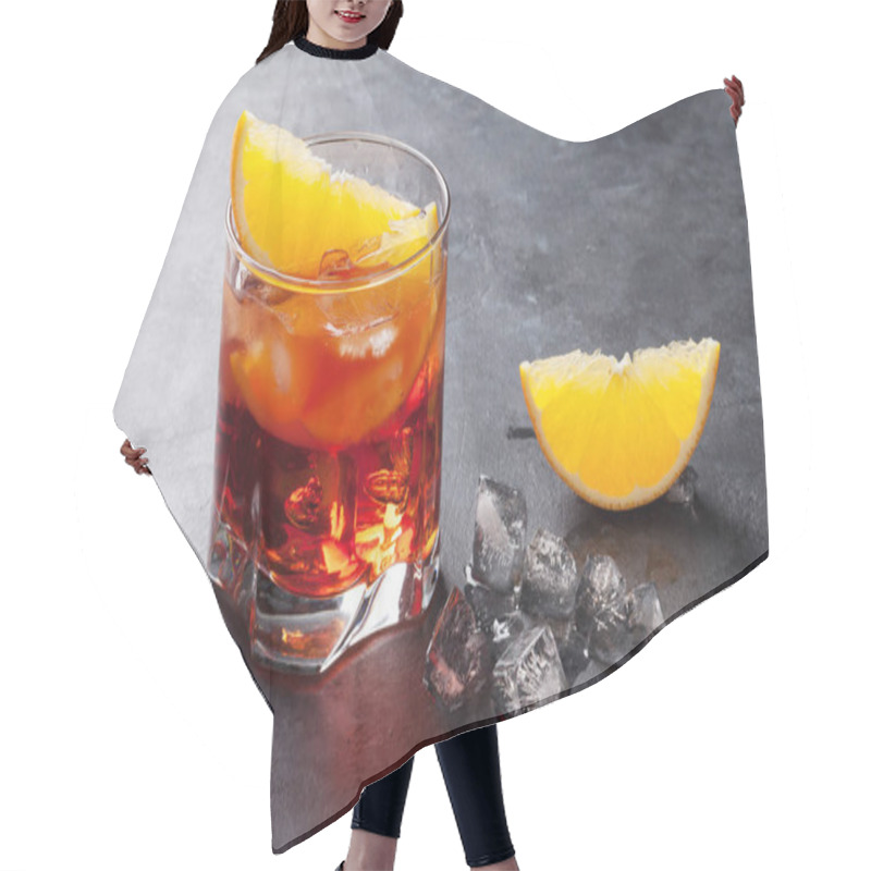 Personality  Negroni Cocktail On Table Hair Cutting Cape
