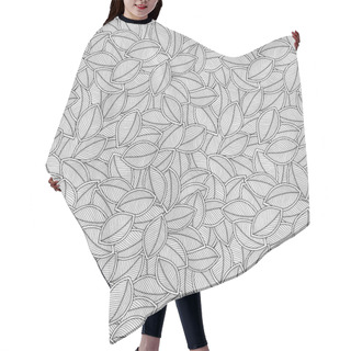 Personality  Seamless Doodle  Leaves Pattern For Coloring Book.  Hair Cutting Cape