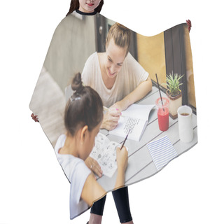 Personality  Teacher And Student Doing Homework Hair Cutting Cape