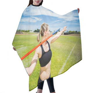 Personality  Female Athlete About To Throw A Javelin Hair Cutting Cape