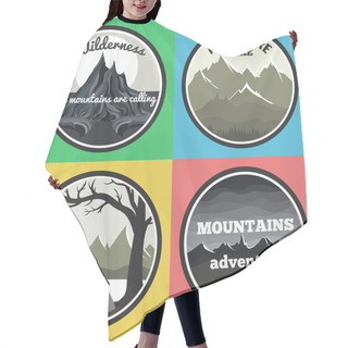 Personality  Set Of Camping Emblems, Hair Cutting Cape