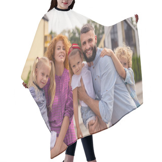 Personality  Nice Positive Happy Family Looking At You Hair Cutting Cape