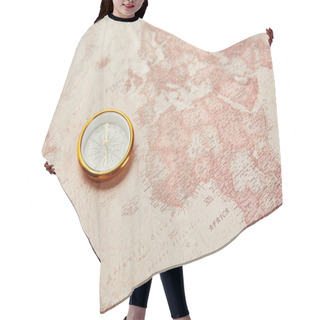 Personality  Golden Compass On Vintage World Map  Hair Cutting Cape