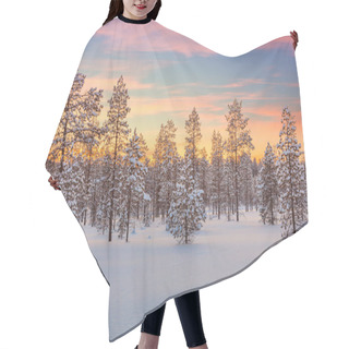 Personality  Majestic Winter Landscape - Sundown, Forest, Trees And Snow  Hair Cutting Cape