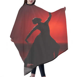 Personality  Silhouette Of Elegant Girl Dancing Flamenco On Red Hair Cutting Cape
