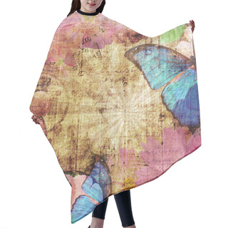 Personality  Vintage Background With Butterfly And Flowers Hair Cutting Cape