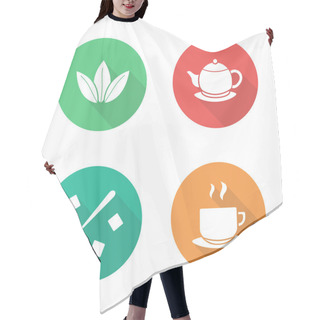 Personality  Tea Drink Icons Set Hair Cutting Cape
