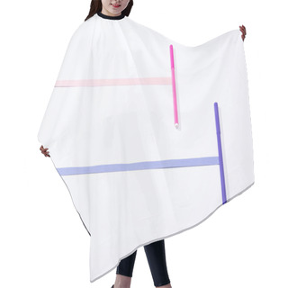 Personality  High Angle View Of Paper Strips And Felt Tip Pens On White Background   Hair Cutting Cape
