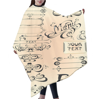 Personality  Vector Set Calligraphic Hair Cutting Cape