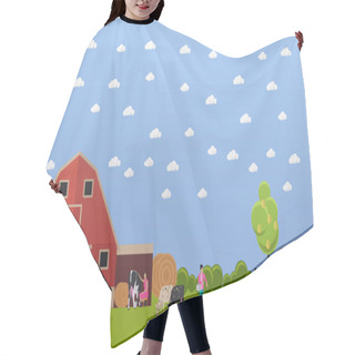 Personality  Vector Banner Of Big Farm With Lots Animals Hair Cutting Cape