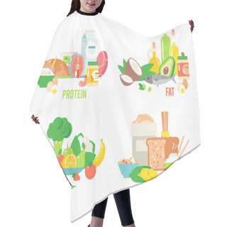 Personality  Food Sources Vector Set. Hair Cutting Cape