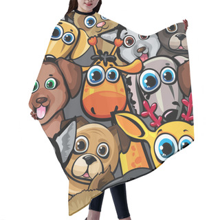 Personality  Animal Pattern With Dogs, Cat, Deer And Giraffe Hair Cutting Cape